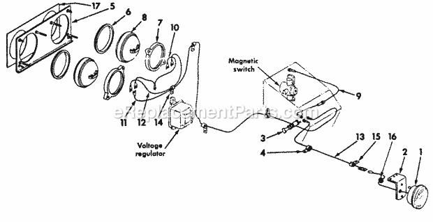 Electric Lighting Diagram and Parts List for  Cub Cadet Lawn Tractor